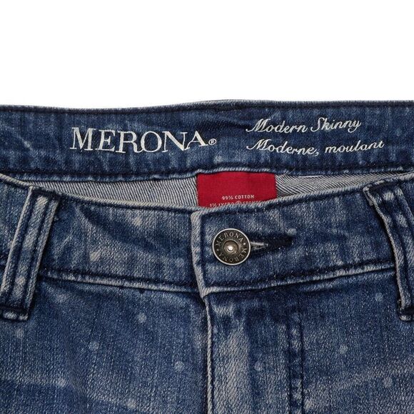 Merona Jeans Modern Skinny Size 12 Womens Low Waist Polka Dot Stretch 33 x 29 - Picture 3 of 9